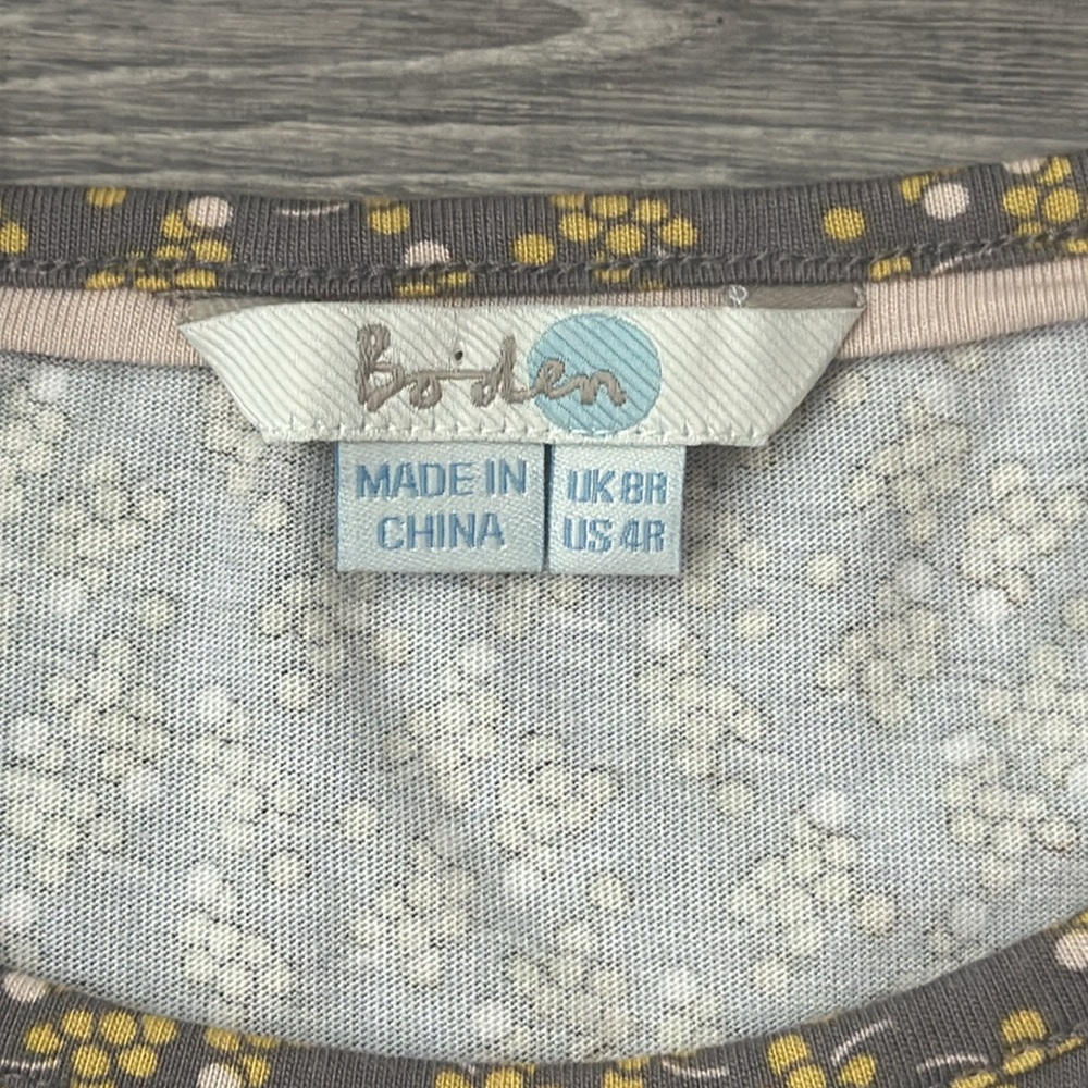 BODEN Grey & Yellow Grape Print Blackberry Cap Sleeve Dress - Picture 7 of 10